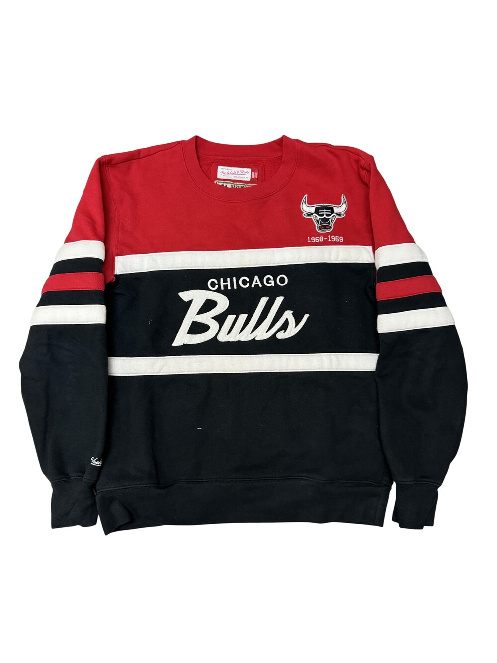 Chicago Bulls Sweatshirt Mens Large Red Black NBA Basketball Mitchell & Ness